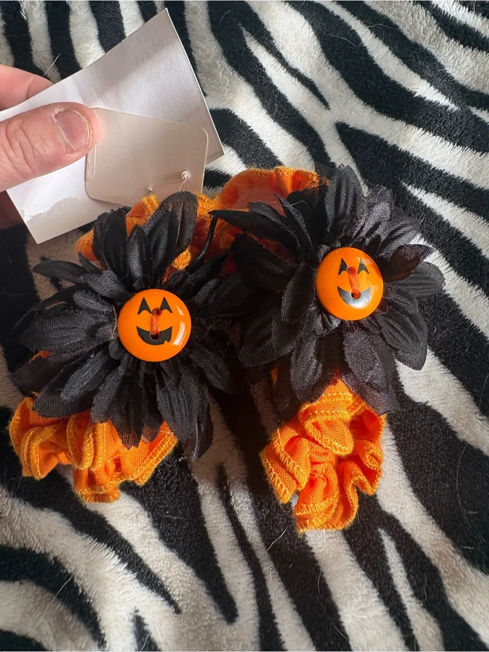 Kids Halloween Toe Blooms with Pumpkin Flower 12 months